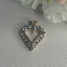 925 Sterling Silver Blue & White Topaz Heart Pendant Length 1 Inch