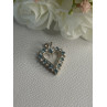 925 Sterling Silver Blue & White Topaz Heart Pendant Length 1 Inch