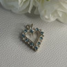 925 Sterling Silver Blue & White Topaz Heart Pendant Length 1 Inch