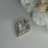 925 Sterling Silver Blue & White Topaz Heart Pendant Length 1 Inch