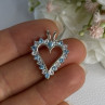 925 Sterling Silver Blue & White Topaz Heart Pendant Length 1 Inch