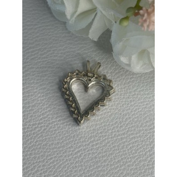 925 Sterling Silver Blue & White Topaz Heart Pendant Length 1 Inch