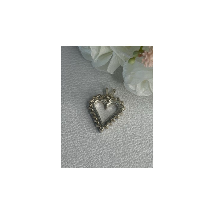 925 Sterling Silver Blue & White Topaz Heart Pendant Length 1 Inch