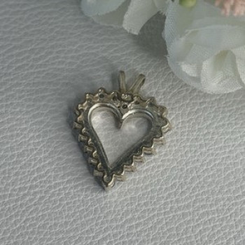 925 Sterling Silver Blue & White Topaz Heart Pendant Length 1 Inch