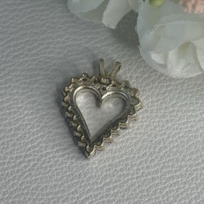 925 Sterling Silver Blue & White Topaz Heart Pendant Length 1 Inch