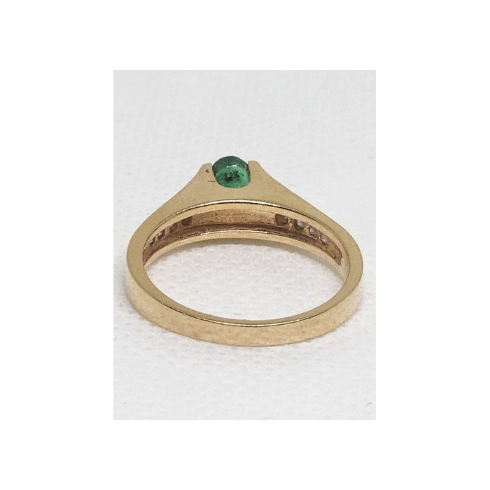 14K YELLOW GOLD EMERALD & DIAMONDS  RING  SIZE 5.5