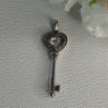 925 Sterling Silver Beryl Love Key Pendant Length 1.60 Inch