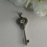 925 Sterling Silver Beryl Love Key Pendant Length 1.60 Inch