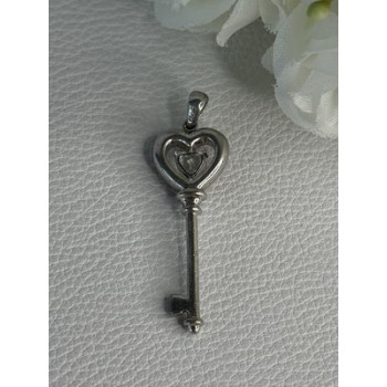 925 Sterling Silver Beryl Love Key Pendant Length 1.60 Inch