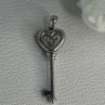 925 Sterling Silver Beryl Love Key Pendant Length 1.60 Inch