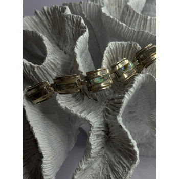 Vintage 925 Sterling Silver Abalone Bracelet Length 6.5