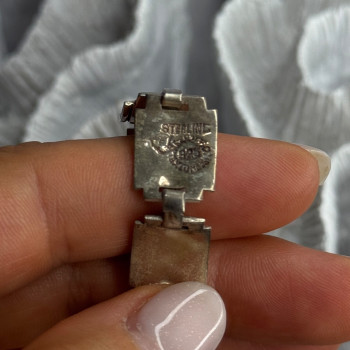 Vintage 925 Sterling Silver Abalone Bracelet Length 6.5