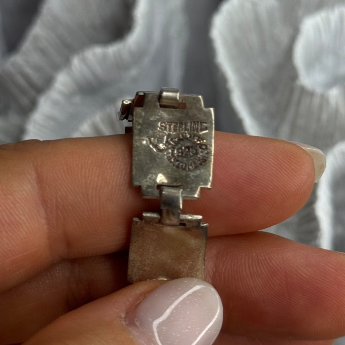 Vintage 925 Sterling Silver Abalone Bracelet Length 6.5