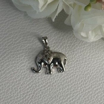 925 Sterling Silver Beryl Elephant Pendant Length 0.80 Inch
