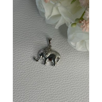 925 Sterling Silver Beryl Elephant Pendant Length 0.80 Inch