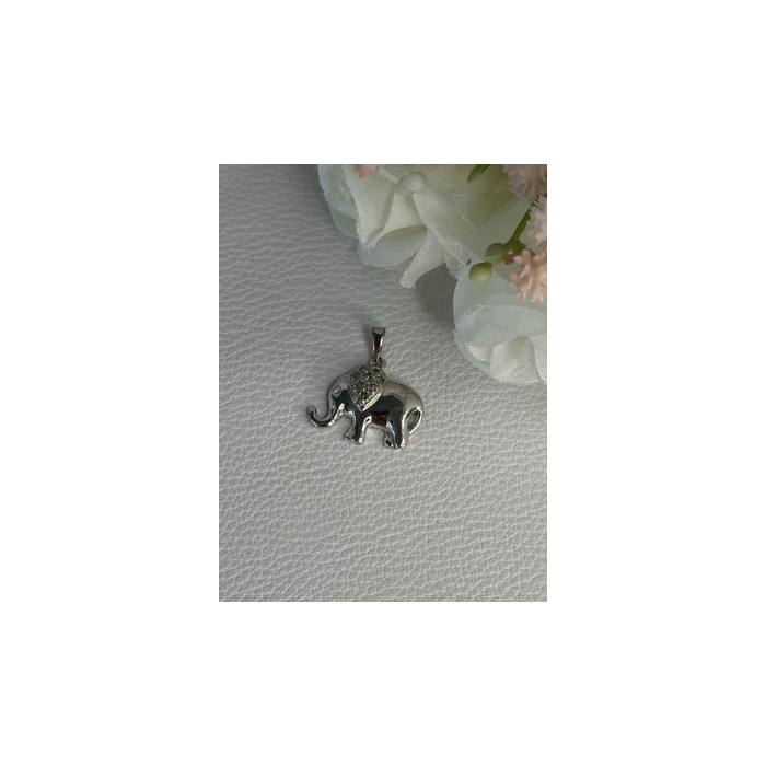 925 Sterling Silver Beryl Elephant Pendant Length 0.80 Inch