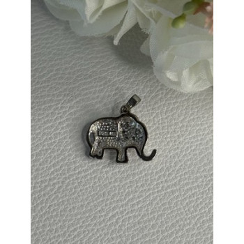 925 Sterling Silver Beryl Elephant Pendant Length 0.80 Inch