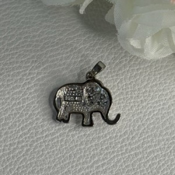 925 Sterling Silver Beryl Elephant Pendant Length 0.80 Inch