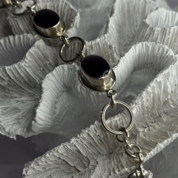 Vintage 925 Sterling Silver Onyx Bracelet Length 7