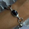 Vintage 925 Sterling Silver Onyx Bracelet Length 7