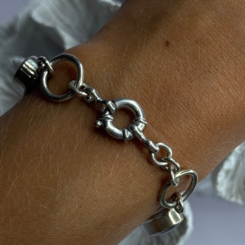 Vintage 925 Sterling Silver Onyx Bracelet Length 7