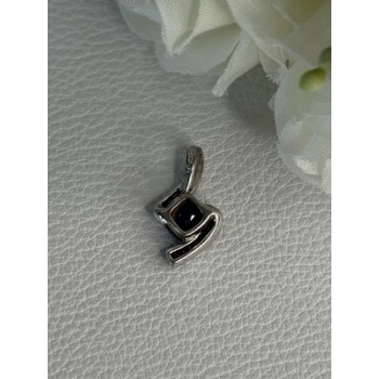 925 Sterling Silver Blue & White Sapphire Pendant Length 0.75 Inch