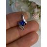925 Sterling Silver Blue & White Sapphire Pendant Length 0.75 Inch