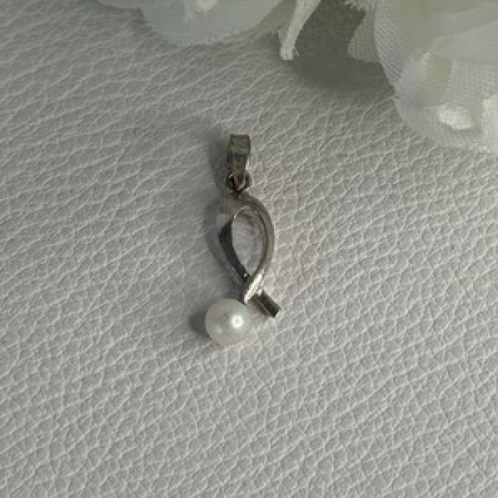 925 Sterling Silver Pearl Pendant Length 0.80 Inch