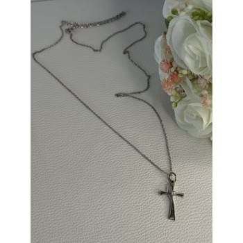 925 Sterling Silver Diamond Cross Necklace Length 20/18 Inch