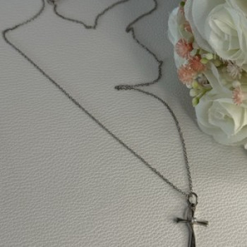 925 Sterling Silver Diamond Cross Necklace Length 20/18 Inch
