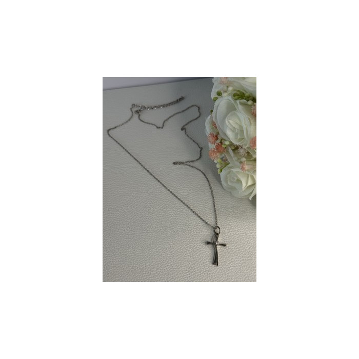 925 Sterling Silver Diamond Cross Necklace Length 20/18 Inch