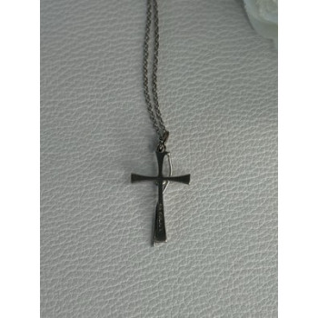 925 Sterling Silver Diamond Cross Necklace Length 20/18 Inch