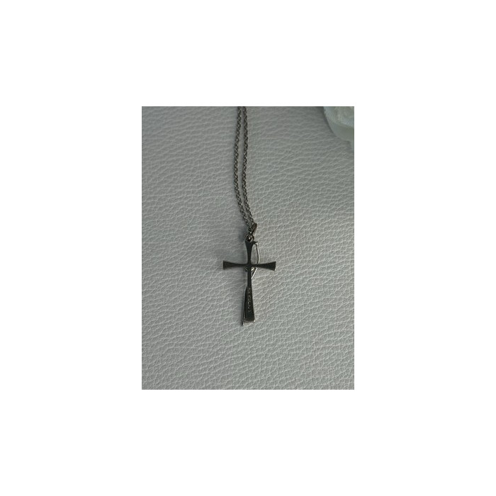 925 Sterling Silver Diamond Cross Necklace Length 20/18 Inch