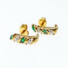 10K Yellow Gold Emerald & Diamond Stud Earrings