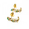 10K Yellow Gold Emerald & Diamond Stud Earrings