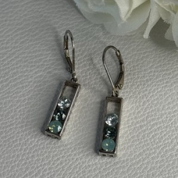 925 Sterling Silver Aquamarine Earrings Length 1.30 Inch
