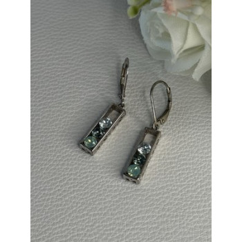925 Sterling Silver Aquamarine Earrings Length 1.30 Inch
