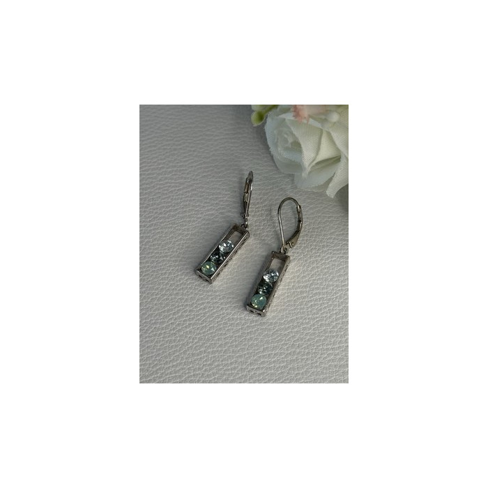 925 Sterling Silver Aquamarine Earrings Length 1.30 Inch