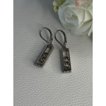 925 Sterling Silver Aquamarine Earrings Length 1.30 Inch