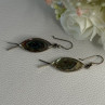 925 Sterling Silver Abalone Fish Earrings Length 2 Inch