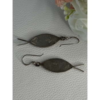 925 Sterling Silver Abalone Fish Earrings Length 2 Inch