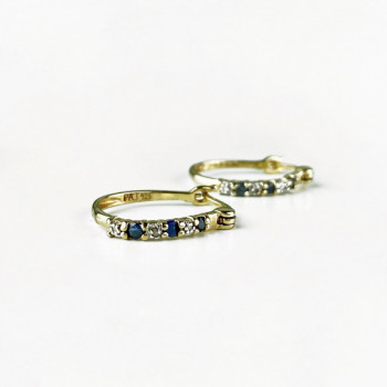 925 Sterling Silver Gold Plated Sapphires & CZ Earrings