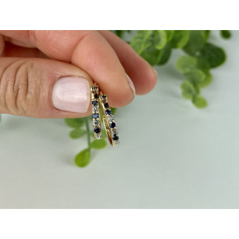 925 Sterling Silver Gold Plated Sapphires & CZ Earrings