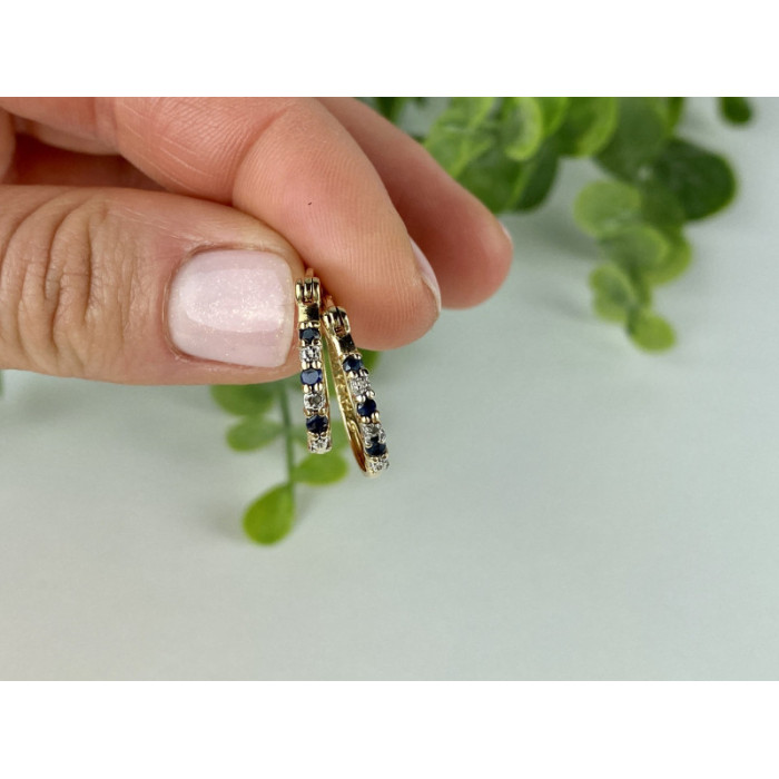 925 Sterling Silver Gold Plated Sapphires & CZ Earrings