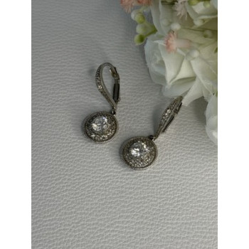 Shiny 925 Sterling Silver CZ Earrings Length 1.30 Inch