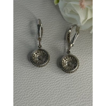 Shiny 925 Sterling Silver CZ Earrings Length 1.30 Inch