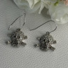 925 Sterling Silver Skull CZ Earrings Length 1.10 Inch