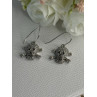 925 Sterling Silver Skull CZ Earrings Length 1.10 Inch