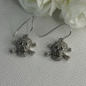 925 Sterling Silver Skull CZ Earrings Length 1.10 Inch