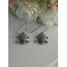 925 Sterling Silver Skull CZ Earrings Length 1.10 Inch